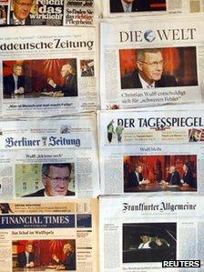German newspapers on Wulff scandal
