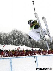 Sarah Burke competes during the 2008 Freestyle FIS World Cup Inawashiro, Japan 15 February 2008