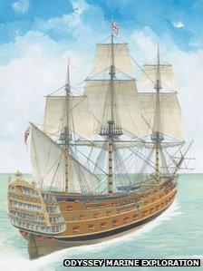 Artist's impression of how HMS Victory may have looked