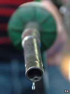 Nozzle on a petrol pump