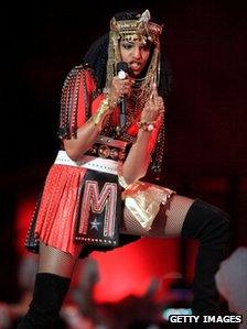 M.I.A. performs at the Super Bowl halftime show