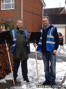 Snow champions Keith Woodhouse (left) and Matt Johnson in Sandwell. Photo: Sandwell Metropolitan Borough Council