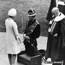 Queen Elizabeth invests her son Charles as Prince of Wales