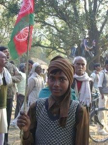 Samajwadi Party supporters at a rally