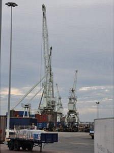 St Peter Port Harbour's cranes in Guernsey