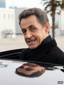 Nicolas Sarkozy on a visit to La Rochelle, western France, 21 February