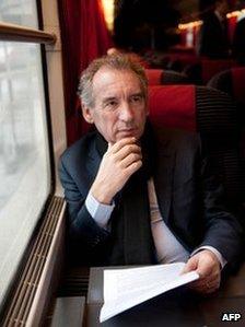 Francois Bayrou on a train to Amiens, 23 February