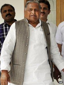 Mulayam Singh Yadav in Lucknow on 5 March 2012