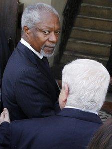 UN-Arab League envoy Kofi Annan in Damascus with Syrian Foreign Minister Walid al-Moualem (10 March)