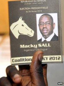 A ballot for Macky Sall showing the symbol of his party - the horse