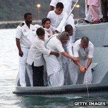 Ashes of Mahatma Gandhi's ashes scattered at sea off Durban in 2010