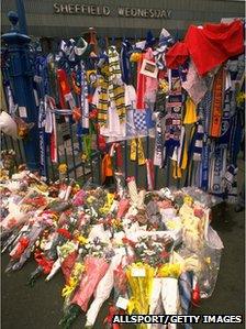 Fan tributes at Hillsborough in 1989