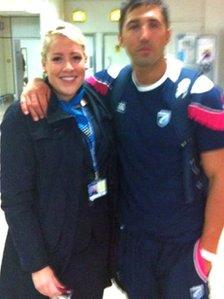 Molly Caton posted this photo on Twitter of her and Henson at Glasgow Airport