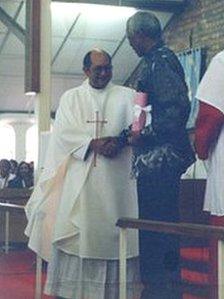 Father Robert Dennis with Nelson Mandela