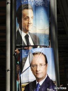 Campaign posters of Nicolas Sarkozy and Francois Hollande (Bottom)