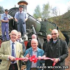 Front left to right - SVR (Holdings) Co. chairman Nick Paul, volunteer Bob Clift and SVR general manager Nick Ralls