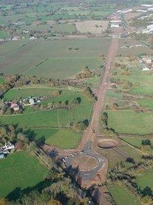 A section of the new Wrexham Industrial Estate relief road