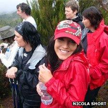 Claire Squires, in red cap, in handout photo from her friend Nicola Short