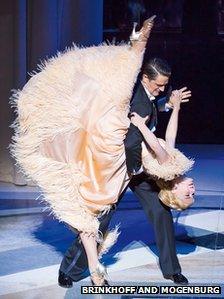 Tom Chambers (Jerry Travers) and Summer Strallen (Dale Tremont) Top Hat, Aldwych Theatre Photo Credit Brinkhoff and Mogenburg