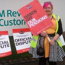 Civil servant Wendy Turner on the picket line