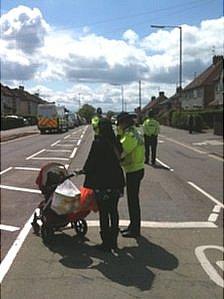 Police and resident on Victory Road