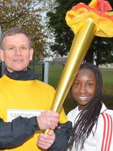 Dave Heeley with future Olympic hopeful Ann Ika-Oqua from Sandwell Girls Athletics Squad