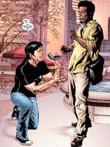 X-Men character Jean-Paul Beaubier, aka Northstar, proposing to boyfriend Kyle Jinadu