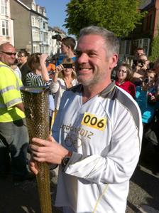 Chris Moyles with his Olympic torch