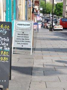 A-boards on Park Street, Bristol