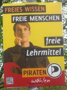 Pirate party election poster in North Rhine-Westphalia, Germany, April 2012