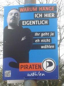 Pirate party election poster in North Rhine-Westphalia, Germany, April 2012