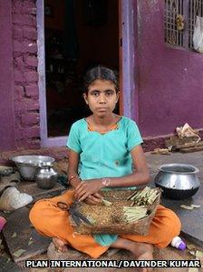 11-year-old Salma with beedis she has rolled