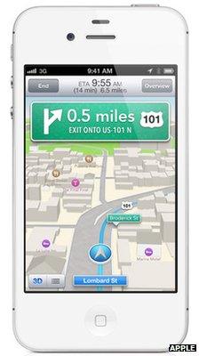 Apple iOS map screenshot