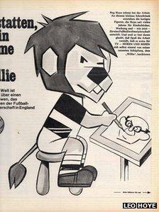 Willie drawing Reg Hoye in a German magazine