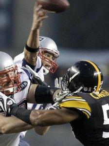 New England Patriots tackle Pittsburgh Steelers lineback Chris Carter