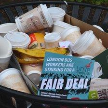 Strike leaflet in bin