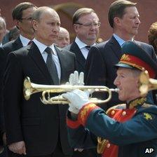 President Vladimir Putin at ceremony by Kremlin wall, 22 Jun 12