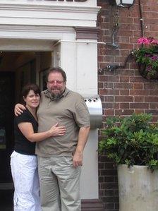 Claire and Grahame Bunn outside the Kings Head