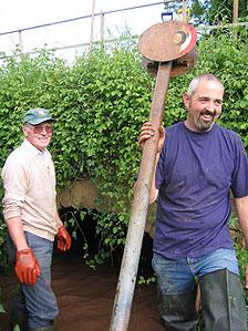 Bodenham volunteers with a 30mph road sign