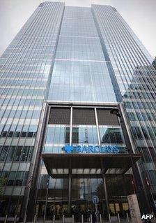 The Barclays Bank headquarters in Canary Wharf in east London