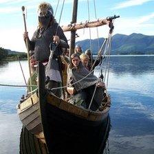 Vikings in longboat