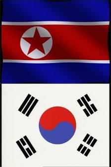 North Korea flag (top); South Korea flag (bottom)