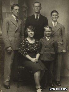 Brother Ernest, father Ernest, brother Ron, mother Bertha and Ken (front) before the tragedy (image supplied through Herefordshire Lore)