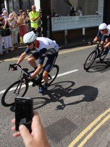 Team GB cyclists in Ripley, Surrey