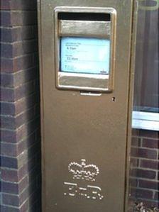 Gold post box at Larkhill, Wiltshire