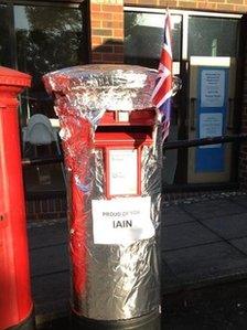 Tin foil post box for Iain Percy