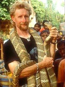 Mark O'Shea with a snake