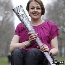 Baroness Grey-Thompson with the Paralympic torch