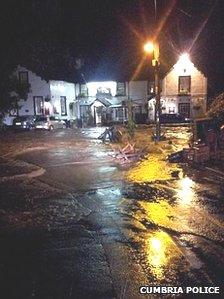 Roads in Beckermet were flooded