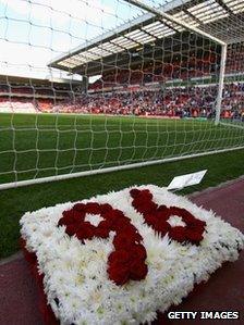 Wreath at Kop at Anfield